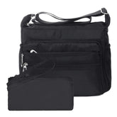 NOTAG Crossbody bag for Women, Waterproof Nylon Shoulder Bag Multi-Pocket Crossbody Handbag with RFID Wallet (L, Black)
